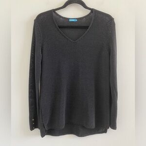 J.McLaughlin Black Fern V-Neck Long Sleeve Sweater Size Medium